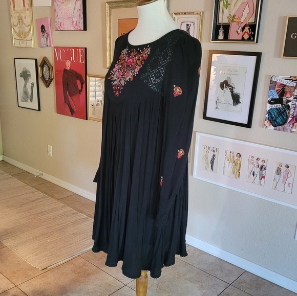 Free People Mohave Black Gauze Swing Dress - Picture 4 of 8